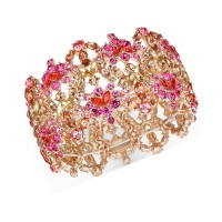 INC International Concepts Rose Gold-Tone Multi-Stone Stretch Bracelet, Red