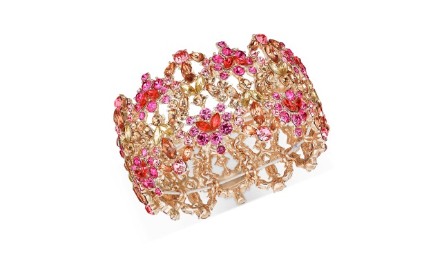  Rose Gold-Tone Multi-Stone Stretch Bracelet, Red
