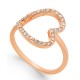  Rose Gold-Tone Pavé Crystal Open Heart Rings, Rose Gold, 7