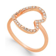 INC International Concepts Rose Gold-Tone Pavé Crystal Open Heart Rings