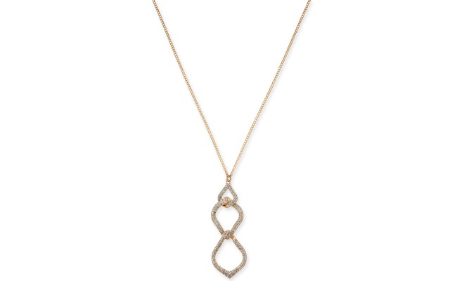  Rose Gold-Tone Pave Interlocking Pendant Necklace, 28″ + 3″ Extender