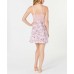  Satin Lace-Trimmed Printed Chemise Nightgown (Pink/3XL)