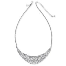 INC International Concepts Scattered Crystal Statement Necklace (Silver)