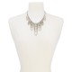  Silver-Tone Crystal Chain Dripping Statement Necklace, 17″ + 3″ extender