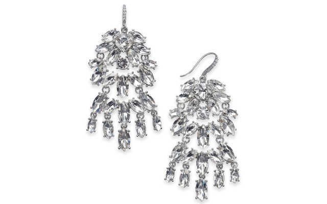  Silver-Tone Crystal Chandelier Earrings