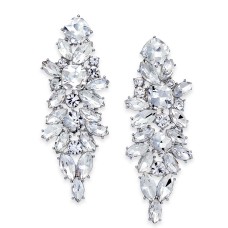 INC International Concepts Silver-Tone Crystal Cluster Chandelier Earrings