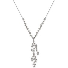 INC International Concepts Silver-Tone Crystal Cluster Flower Y-Necklace, 16″ + 3″ extender