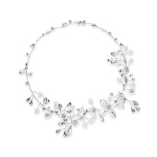 INC International Concepts Silver-Tone Crystal & Imitation Pearl Floral Halo Bridal Headband