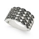  Silver-Tone Crystal Multi-Row Basket Weave Rings, Gray, 9