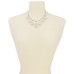  Silver-Tone Crystal Pave Teardrop Statement Necklace, 18″ + 3″ extender,