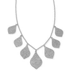 INC International Concepts Silver-Tone Crystal Pave Teardrop Statement Necklace, 18″ + 3″ extender,