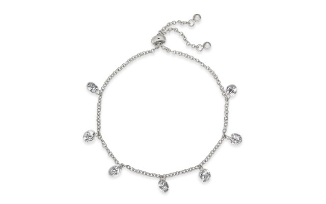 Silver-Tone Cubic Zirconia Shaky Slider Bracelet