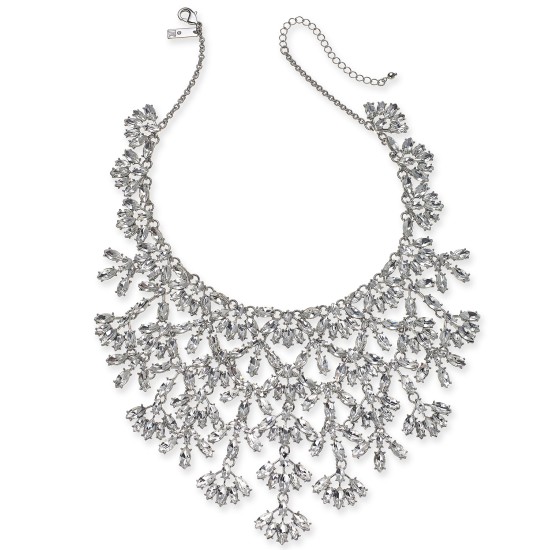  Silver-Tone Marquise-Crystal Necklace 16 + 3 Extender