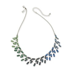 INC International Concepts Silver-Tone Marquise-Crystal Ombré Statement Necklace16″ + 3″ Extender