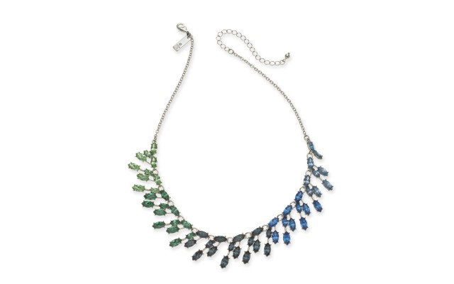  Silver-Tone Marquise-Crystal Ombré Statement Necklace, 16″ + 3″ Extender, Gray