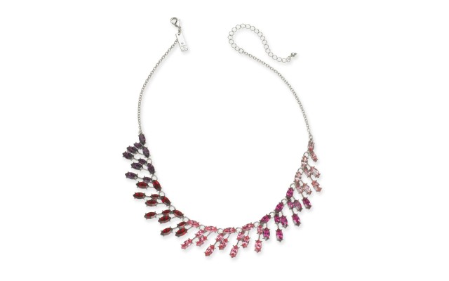  Silver-Tone Marquise-Crystal Ombré Statement Necklace, 16″ + 3″ Extender, Pink