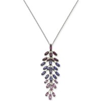 INC International Concepts Silver-Tone Marquise-Crystal Pendant Necklace (Purple)