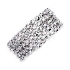 INC International Concepts Silver-Tone Multi-Layer Nugget Stretch Bracelet