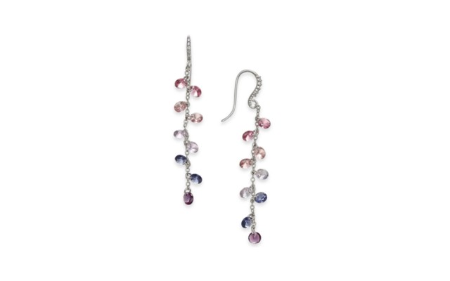  Silver-Tone Pavé & Shaky Stone Linear Drop Earrings, pink-silver