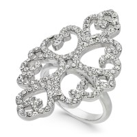INC International Concepts Silver-Tone Pavé Statement Ring