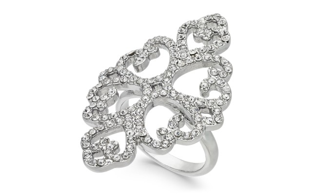  Silver-Tone Pavé Statement Ring