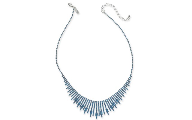  Silver-Tone Pavé Stick Statement Necklace, 17″ + 3″ Extender
