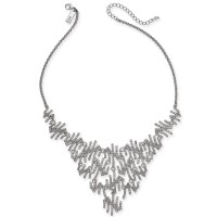 INC International Concepts Silver-Tone Pavé Zig-Zag Statement Necklace, 17″ + 3″ Extender