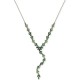  Silver-Tone Stone Lariat Necklace (Dark Green)