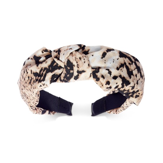  Snake-Print Knotted Fabric Headbands, Brown