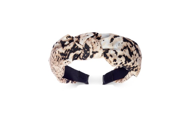  Snake-Print Knotted Fabric Headbands, Brown