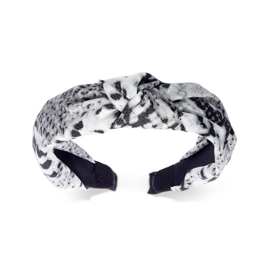  Snake-Print Knotted Fabric Headbands, Gray