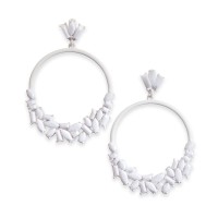 INC International Concepts Stone Cluster Drop Hoop Earrings, White