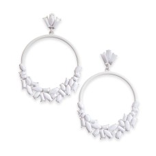 INC International Concepts Stone Cluster Drop Hoop Earrings, White