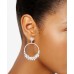  Stone Cluster Drop Hoop Earrings, White