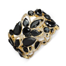 INC International Concepts Stone & Crystal Openwork Stretch Bracelet (Black)