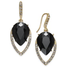 INC International Concepts Stone & Crystal Teardrop Drop Earrings,Black