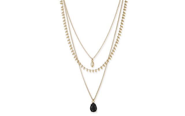  Stone & Imitation Pearl Layered Pendant Necklace (16-22)