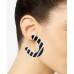  Striped Resin Medium Hoop Earrings (Black/White)