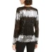  Surplice Sequined Stripe Blous (Deep Black, Small)