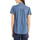  Tie-neck Denim Top (Blue, Small)