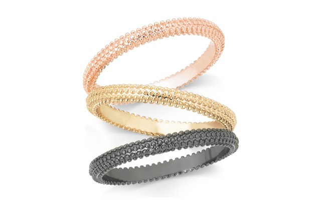  Tri-Tone 3-Pc. Set Textured Stackable Rings, Gold/Rose/Gray, 8