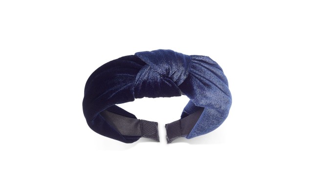  Velvet Knotted Headbands, Navy