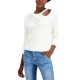  Women’s Embellished Cutout Top Washed (White, Small)