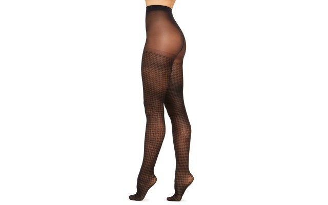  Womens Houndstooth Tights (Black, 34×16)
