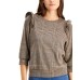  Women’s INC Plaid Puff-Sleeve Top (Brown, X-Large)