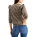  Women’s INC Plaid Puff-Sleeve Top (Brown, X-Large)