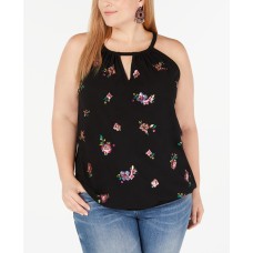INC International Concepts Women’s  INC Plus Size Embellished Bubble-Hem Halter Top Black Size 3X