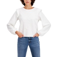 Inc International Concepts Women’s Jacquard Sweatshirt Washed (White, Small)