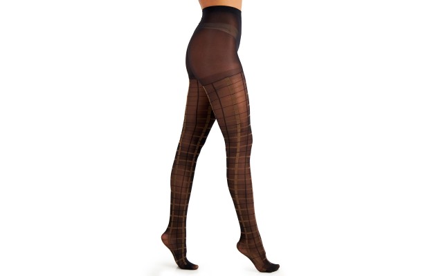  Women’s Plaid Tights (Black, L/XL)