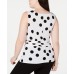  Womens Plus Polka Dot Tie Front Blouse Sleeveless  (White , Size:3X)